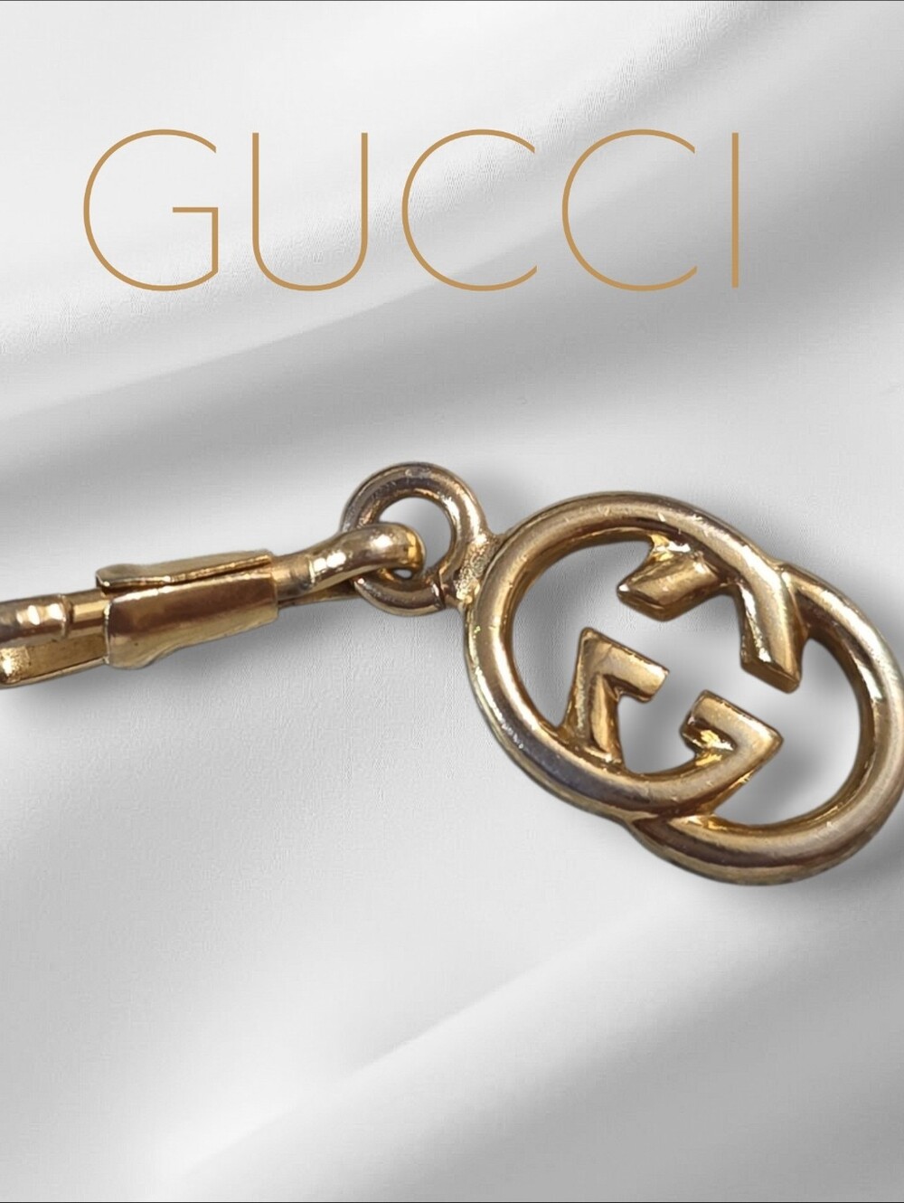 Gucci Gold Tone Double G Logo Vintage 60s Zipper Pull Charm Authentic